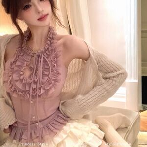 Ruffled Pink Halter Top